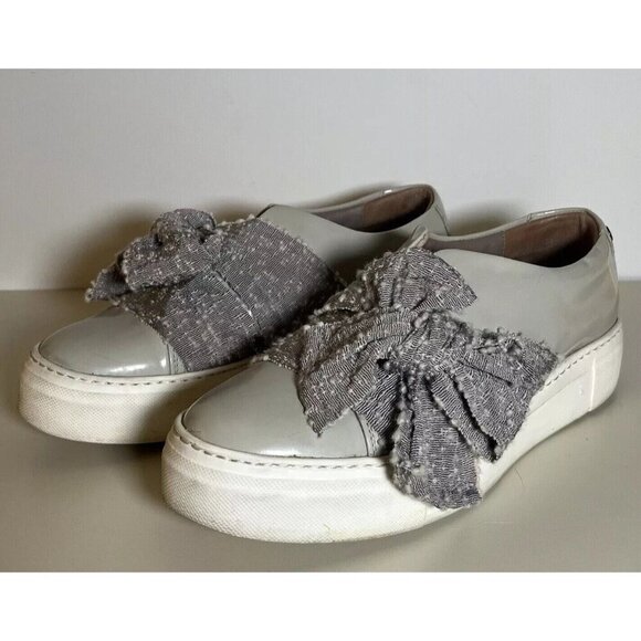 AGL Attilio Giusti Leombruni Gray Patent Leather Bow Platform Snaeaker 40/ US 10 - Picture 1 of 13